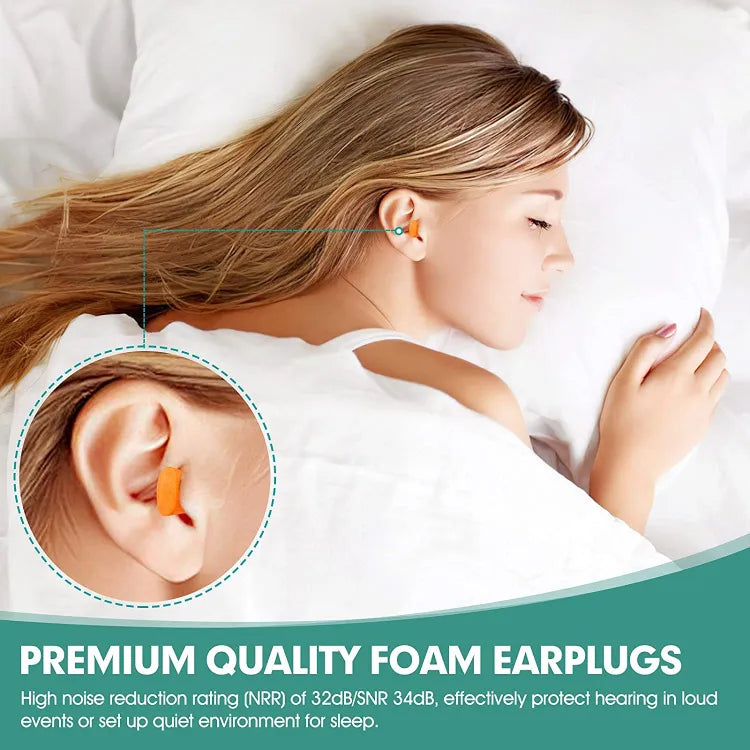 Foam Ear Plug for travel Anti Noise Reduction Removable Corded Soft Earplugs For Sleeping Hearing Ear Protection Earmuffs Noise Prevention For Airplane Travel (Pack Of 5)