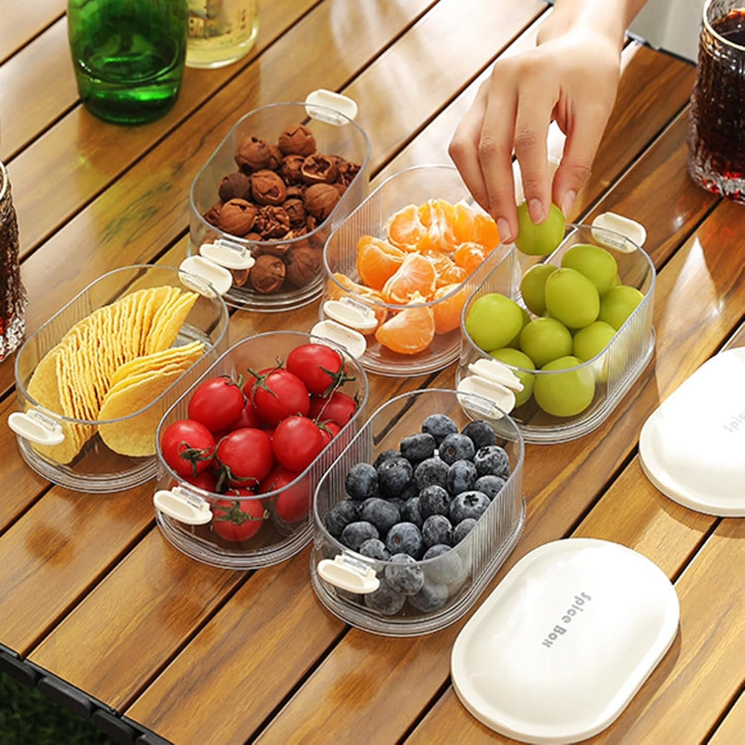 4 Layers Multi-Layered Seasoning Spice Storage Box, Seasoning Storage Box, Multi Tableware Set Accessories for Outdoor BBQ Picnic (random color)
