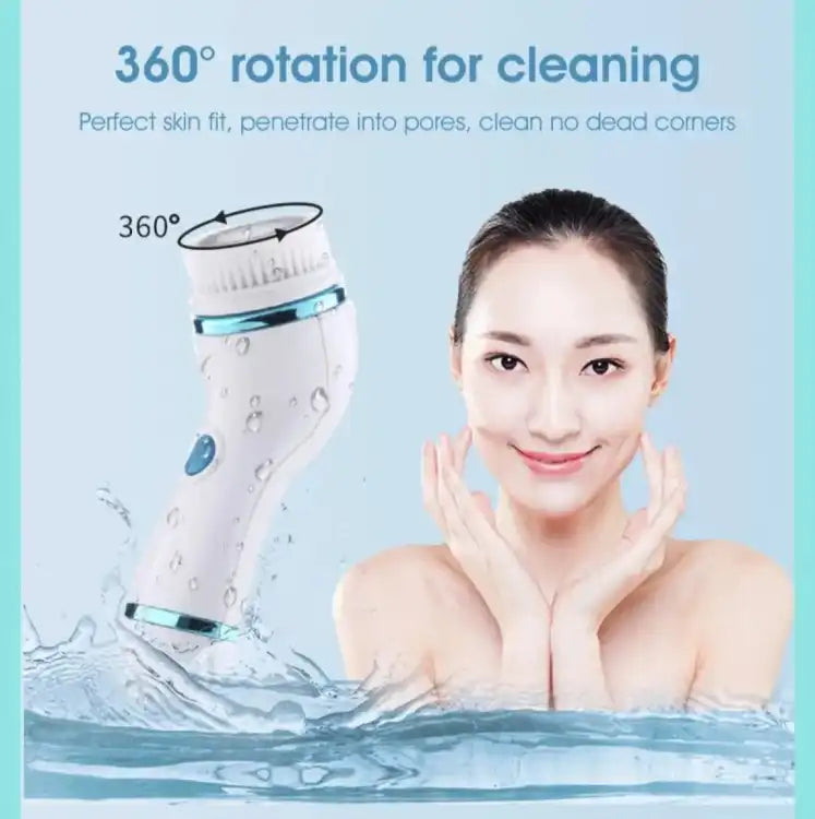 Cnaier 4 in 1 Electric Cleanser | Facial Cleansing Brush &amp; Massager - Face Brush Set | Electric Rotating Face Scrubber for Deep Cleaning, Exfoliating, Blackhead Removing AE-8286