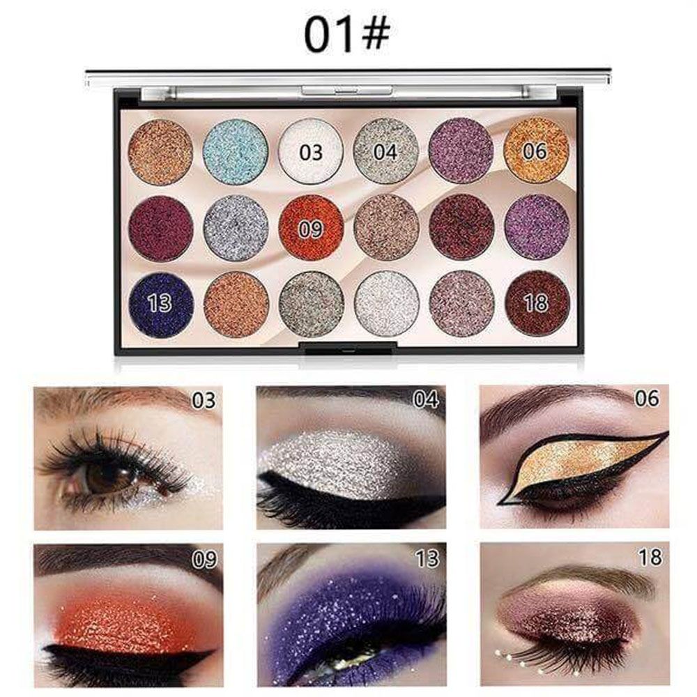 Miss Rose 18 Colors Sequins Glitter Powder High Gloss Pearly Eye shadow Palette