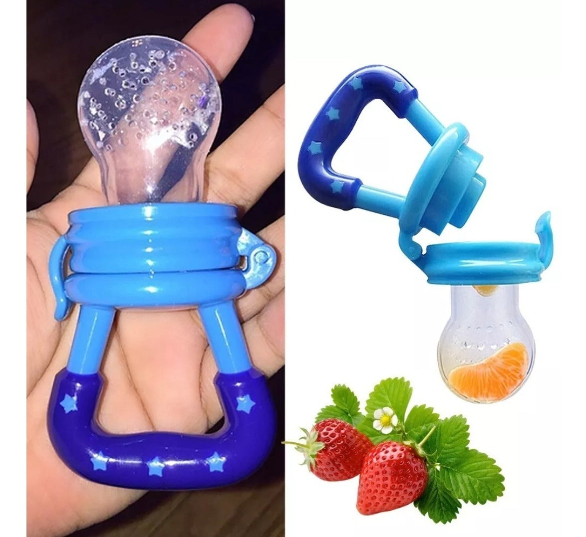 Food Pacifier + Feeder Spoon/ Fresh Fruit Food Baby , Feeding Safe Fruit Feeder (random color)