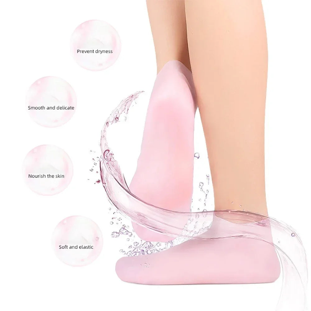 (Combo Pack - Hight Quality) Moisturizing Glove and Socks Set, Silicone Gel Spa  Socks For Dry Cracked Skin &amp; Silicone Jelly Socks Gel Moisturizing Socks Foot Care Protector