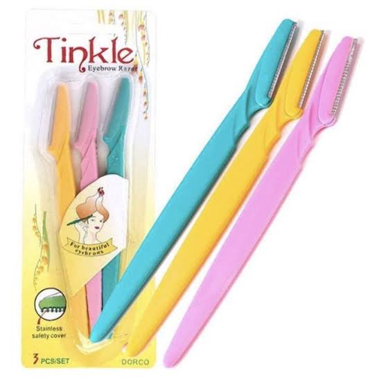 Tinker Eyebrow and Face Razor Set �Pack of 3 Plastic Razors for Precise and Gentle Hair Removal(Random Color)