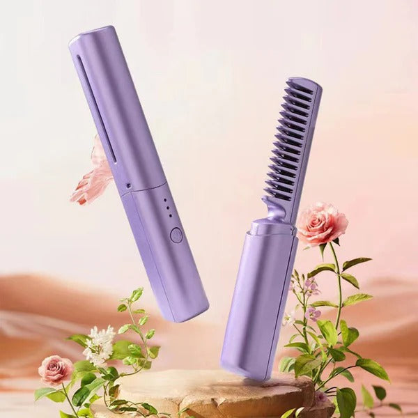2-in-1 Hair Styling Brush, Straightener, Curler Comb – photo 3