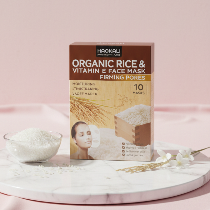 HAOKALI Professional Care Organic Rice & Vitamin E Face Mask  - Firming Pores, Nourishing, Moisturizing & Whitening Skin(pack of 10)