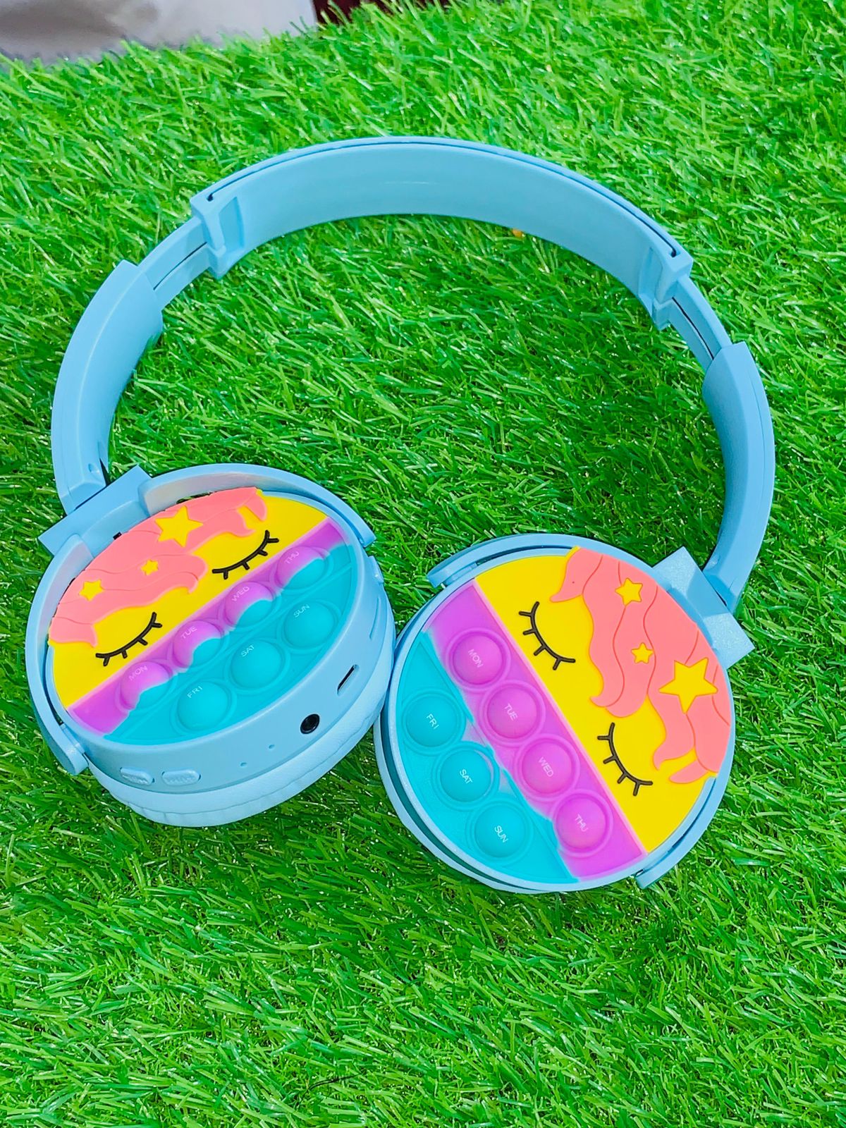 Cute Pop It Wireless Bluetooth Headphones Foldable Headset With Memory Card Support Wired And Wireless Modes Durable Quality Comfortable Use - Without Box(Random Color)