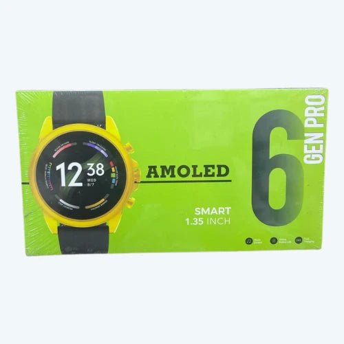 GEN PRO 6 AMOLED Smartwatch �Display with Dual Straps (Silicone + Golden Metal Strap)