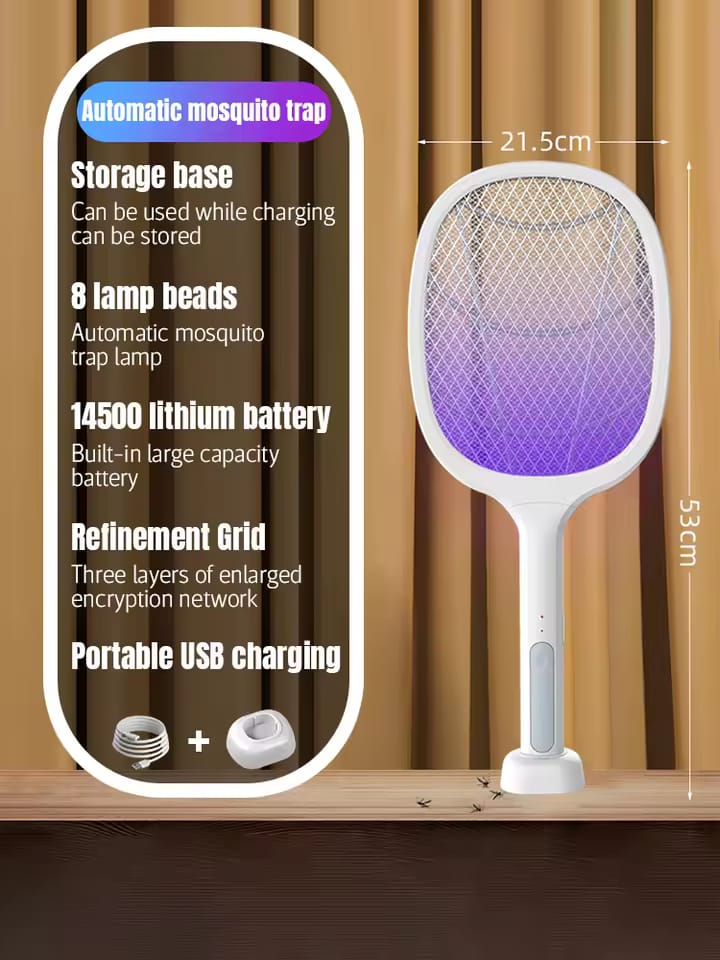 2 In 1 Electric Mosquito Killer UV Light LED Lamp Rechargeable Mosquito Trap Racket Anti Insect Bug Zapper