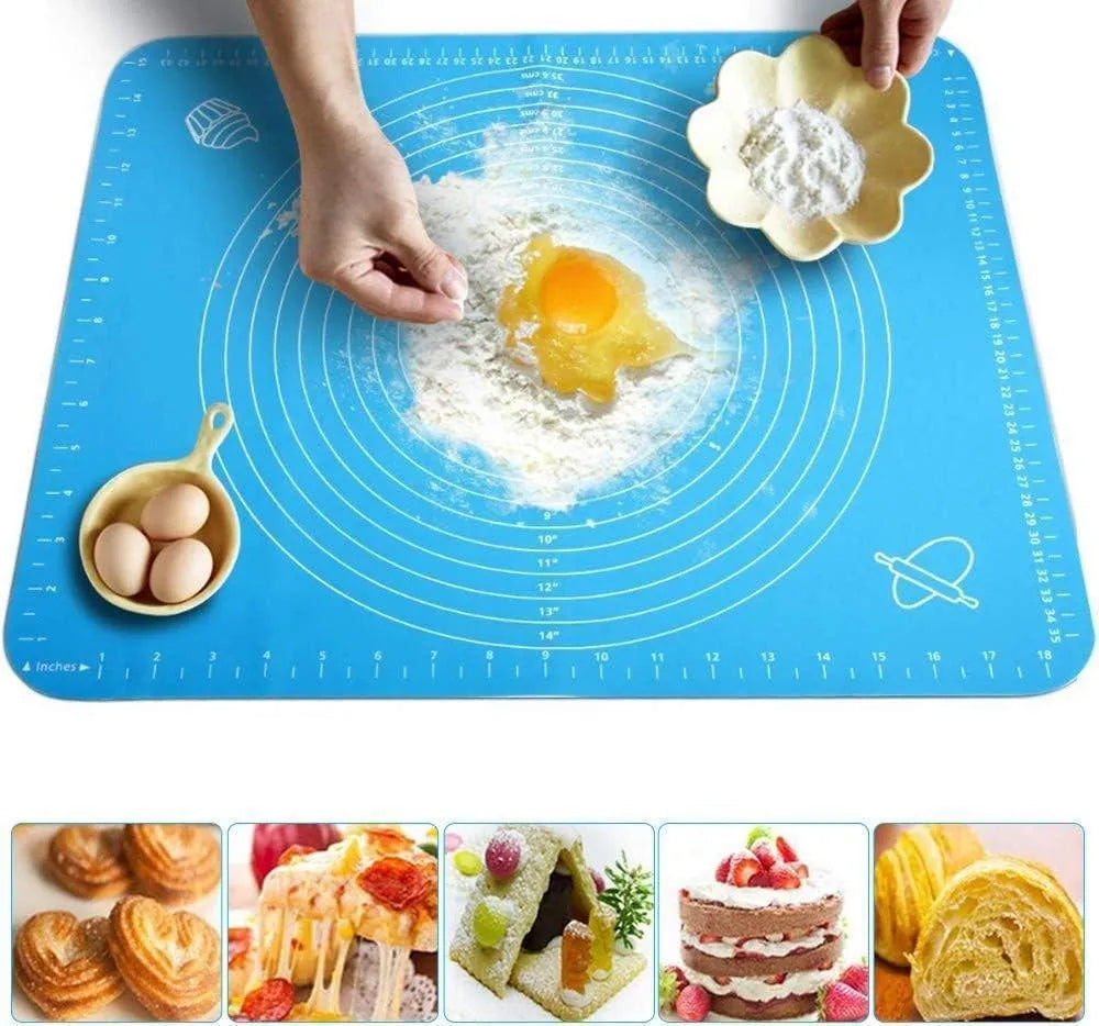 Blue Silicone Dough Mat for Baking & Cooking