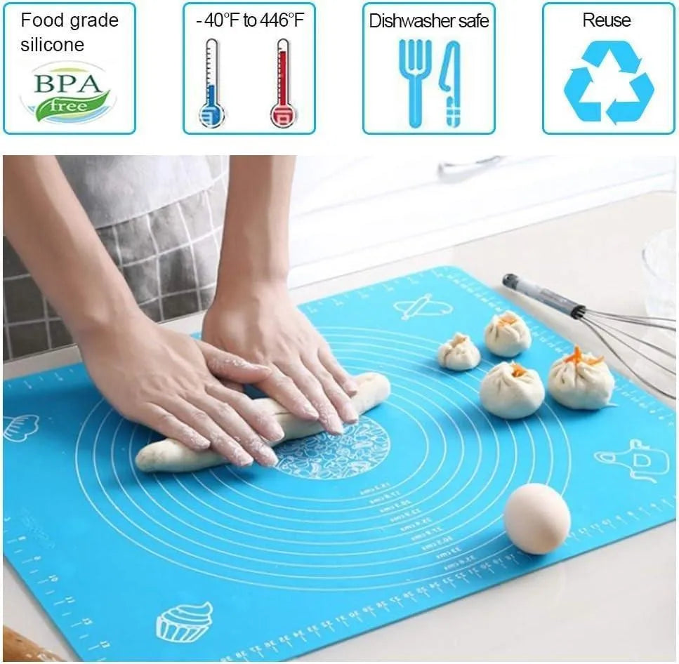 Blue Silicone Dough Mat for Baking & Cooking