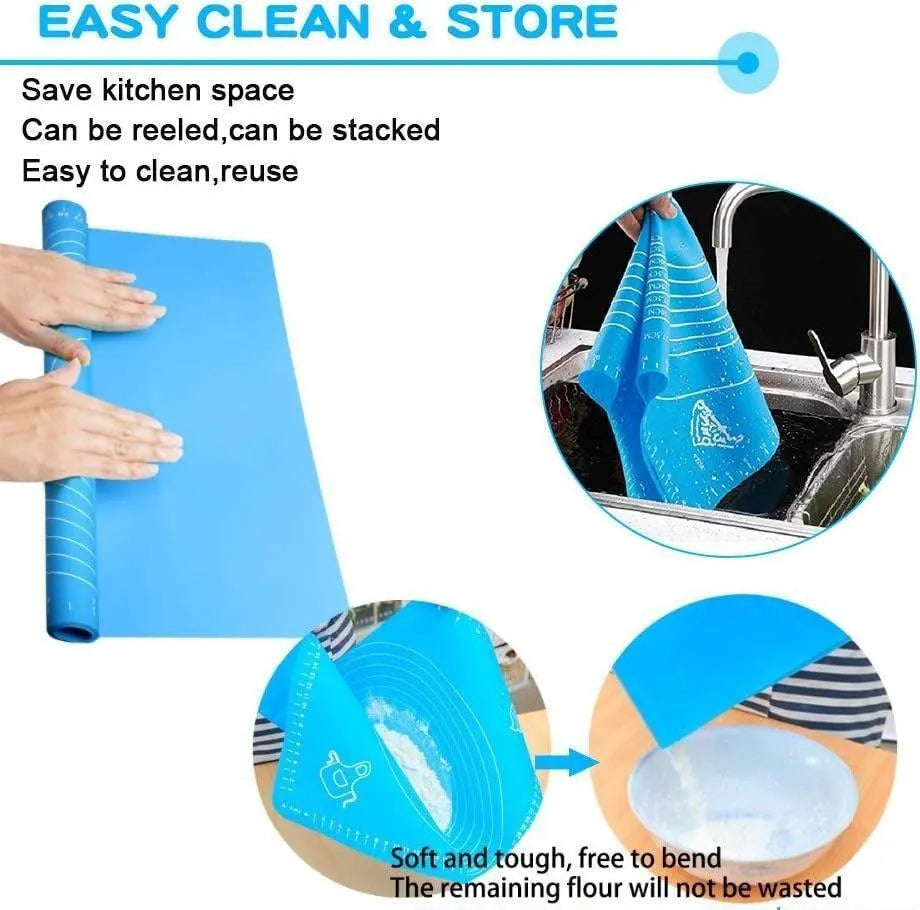 Blue Silicone Dough Mat for Baking & Cooking