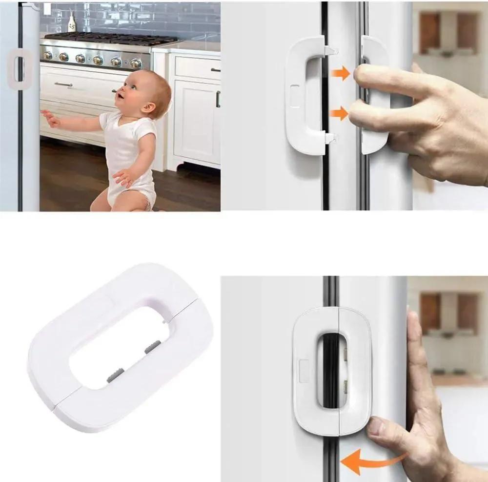 White Adjustable Fridge Lock for Kids Safety