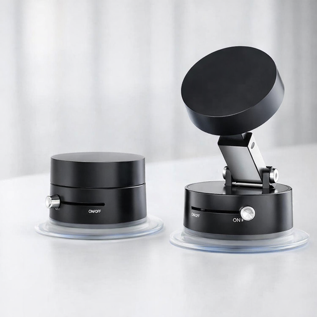 Premium Suction Cup Magnetic Support Holder �Obsidian Black Multi-Angle Retractable Folding Phone Mount for Car, Desk