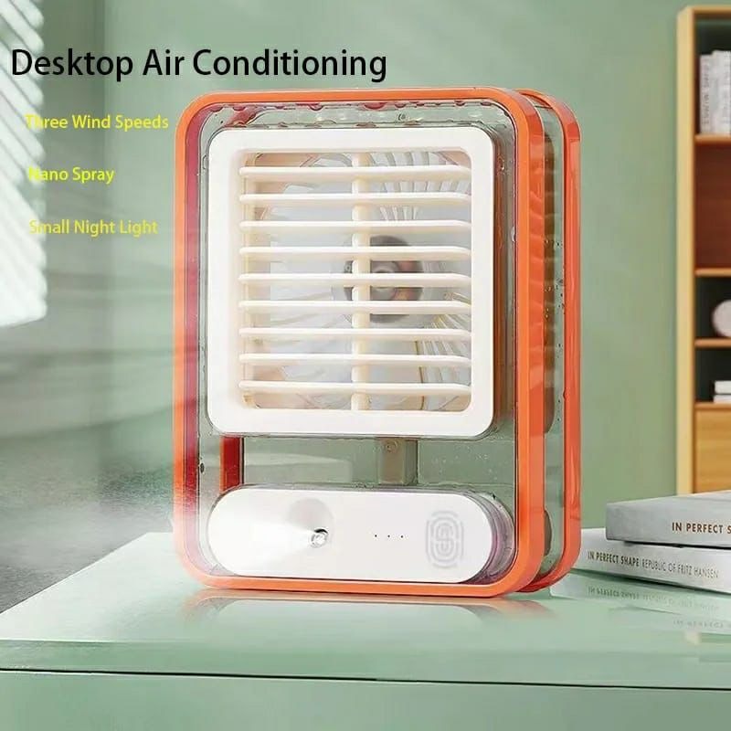 Rechargeable Portable Desktop Air Conditioner USB Mini Air Cooler Fan With Spray Humidifier Purifier | 3 Speed