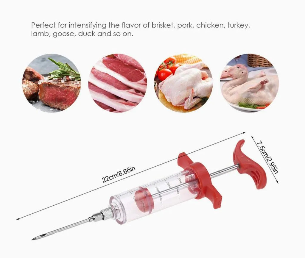 Meat Marinade Injector Stainless Steel Red Handle