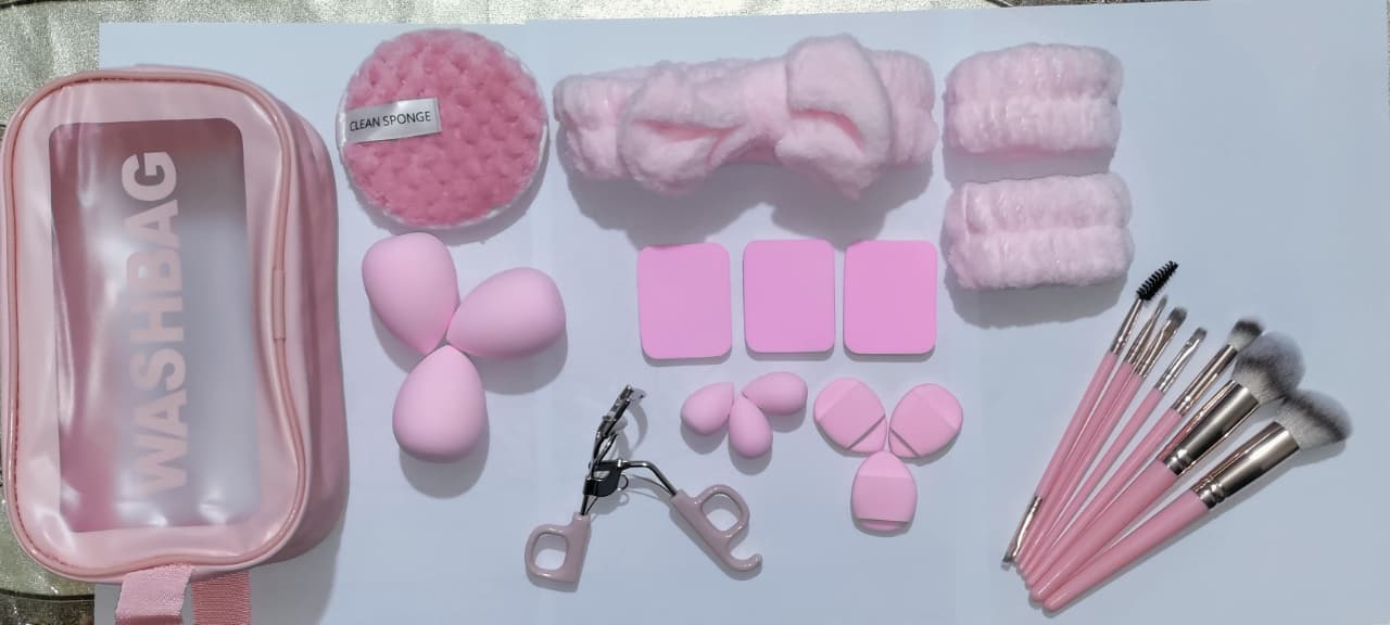 Multipurpose Travel Makeup Kit with Brushes, Beauty Blenders and Accessories Set ~ Random Color