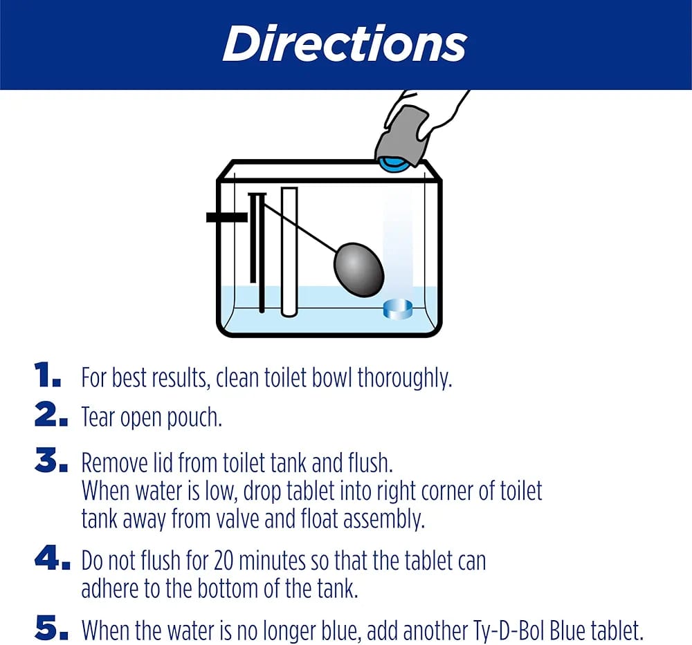 Ty-D-Bol In-Tank Blue Toilet Bowl Cleaner Tablets, Value Pack (10 Count) �Cleans, Deodorizes & Provides Continuous Blue Water Every Flush