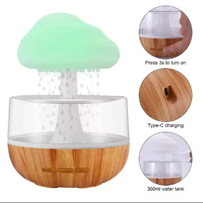 Rechargeable Cloud Rain Aroma Diffuser And LED