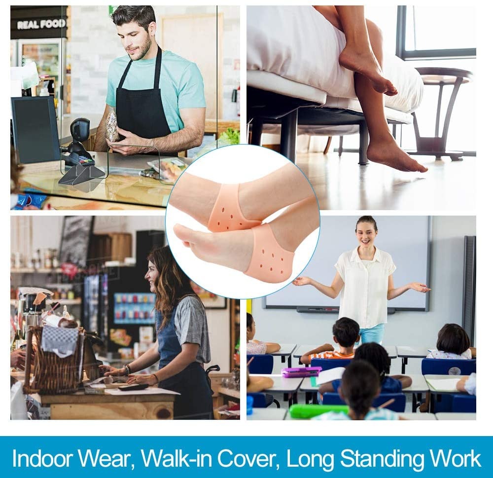 Silicone Heel Protector Sleeve for Cracked Heels & Pain Relief �Breathable & Cushioned Support