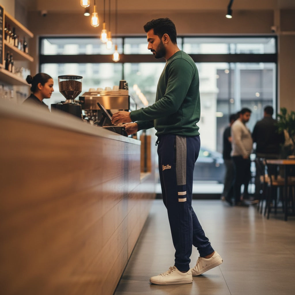 Super Dry Men? Panel Trousers | Premium French Terry Fabric Joggers | Stylish Contrast Panel Slim-Fit Sweatpants for Gym & Casual Wear