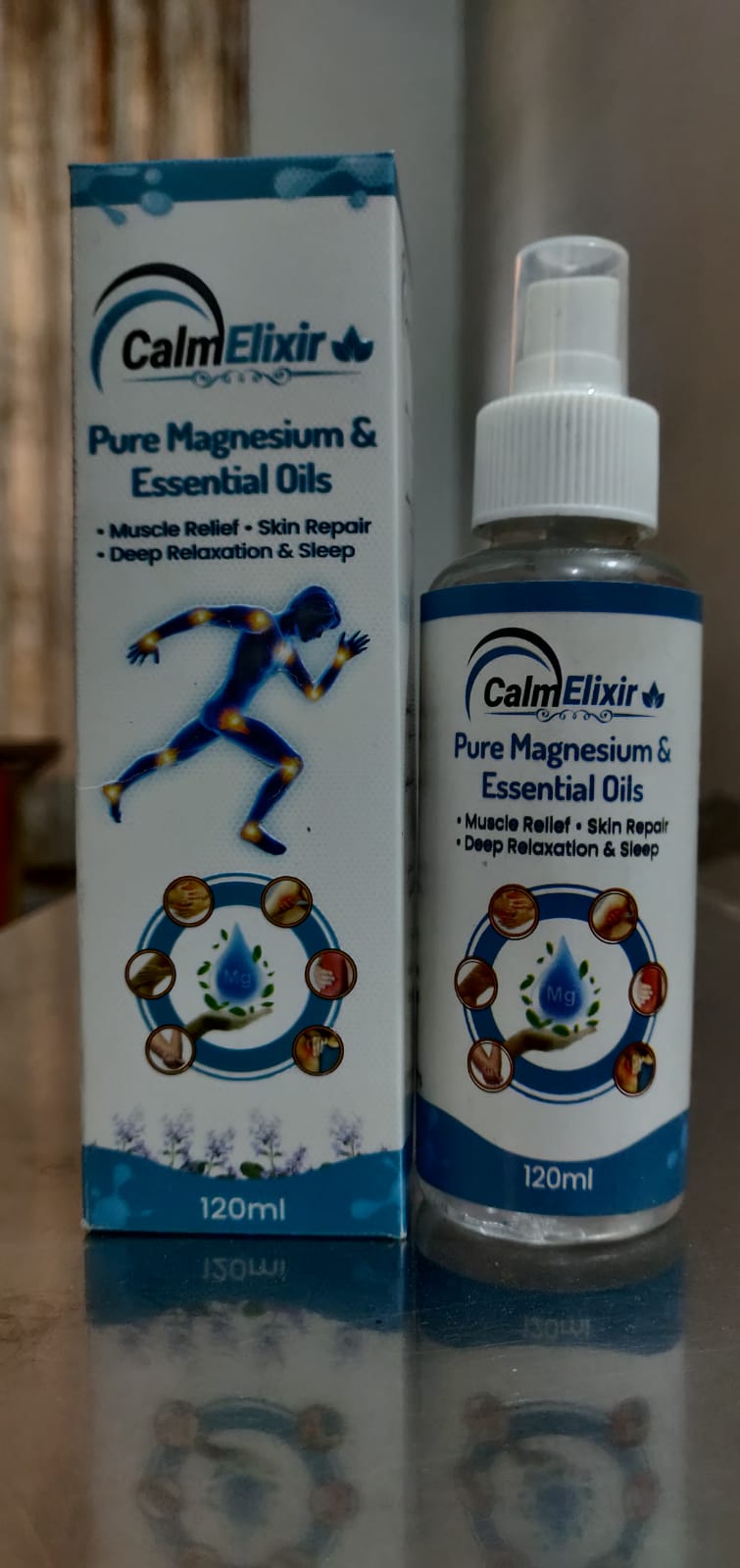 CalmElixir Magnesium Spray With Essential Oils For Muscle Relief Skin Repair Relaxation 120ml