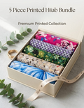 5-Piece Printed Lawn Hijab Bundle with 4-in-1 Multi-Color Inner Cap �Soft Premium Lawn Scarves for Women | Random Color Mix Print