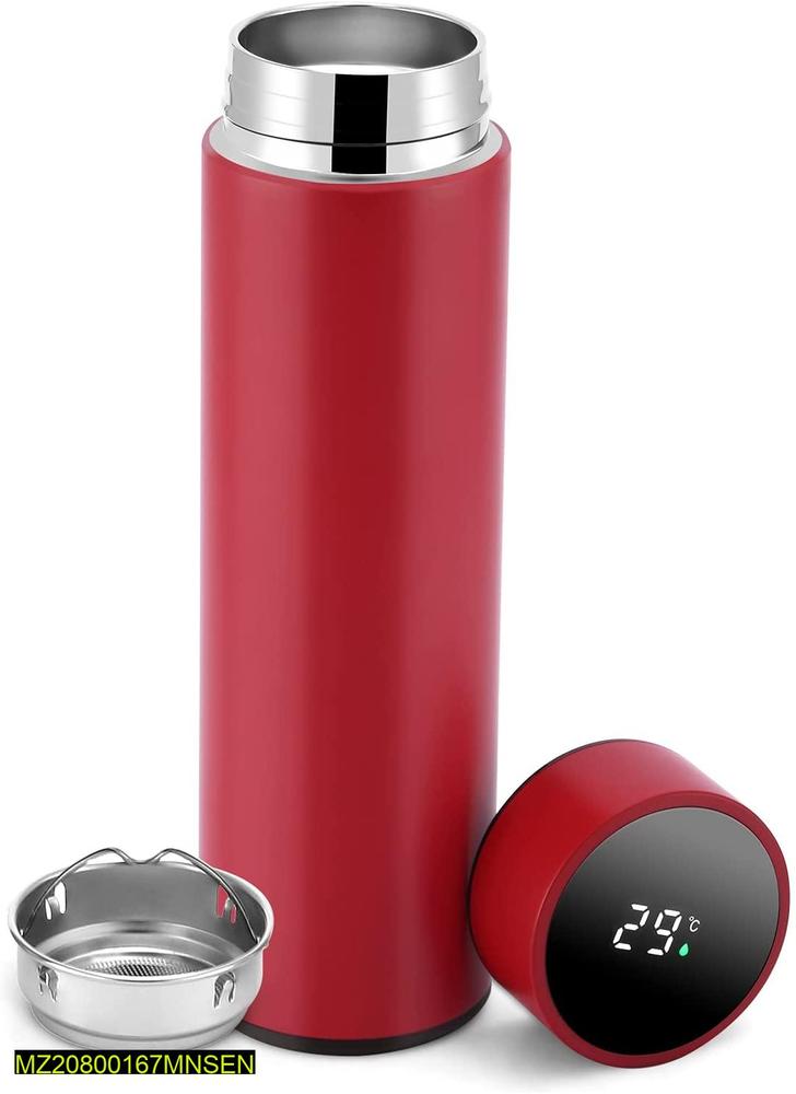 Digital Thermos Bottle Red Stainless Steel 500ml