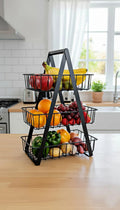 Black 3-Tier Detachable Fruit Basket for Kitchen Storage