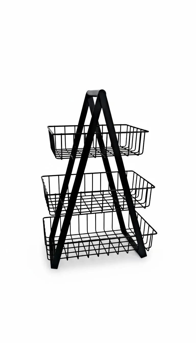Black 3-Tier Detachable Fruit Basket for Kitchen Storage