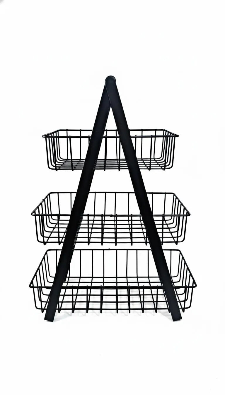Black 3-Tier Detachable Fruit Basket for Kitchen Storage