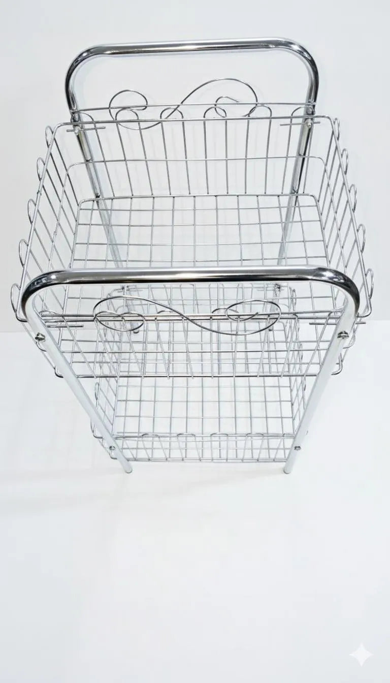 Two Tier Chrome Metal Fruit Basket