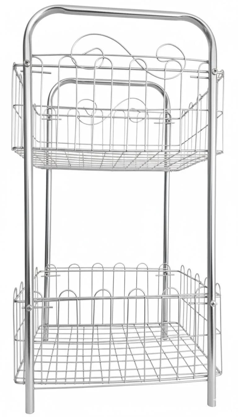 Two Tier Chrome Metal Fruit Basket