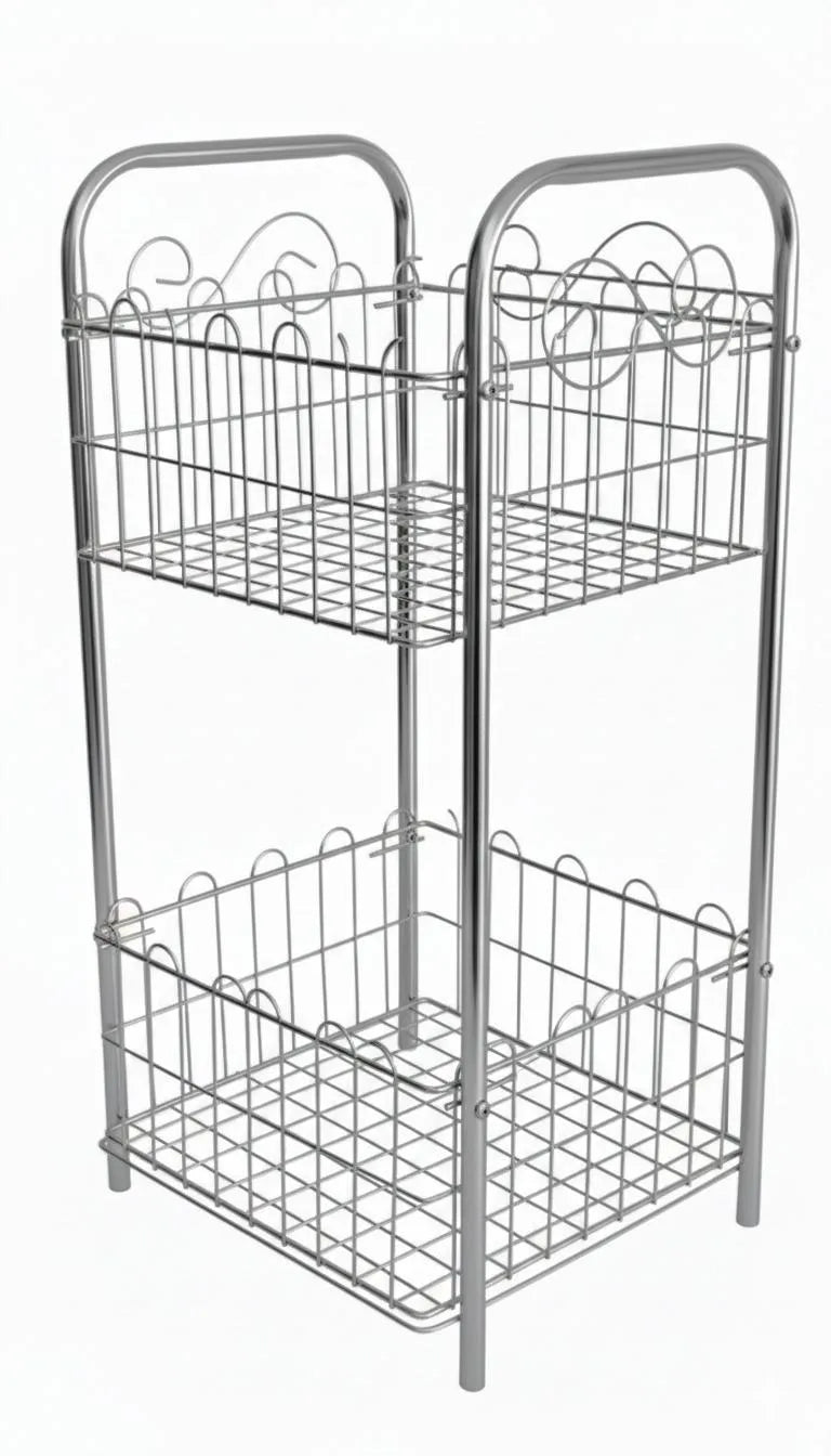 Two Tier Chrome Metal Fruit Basket