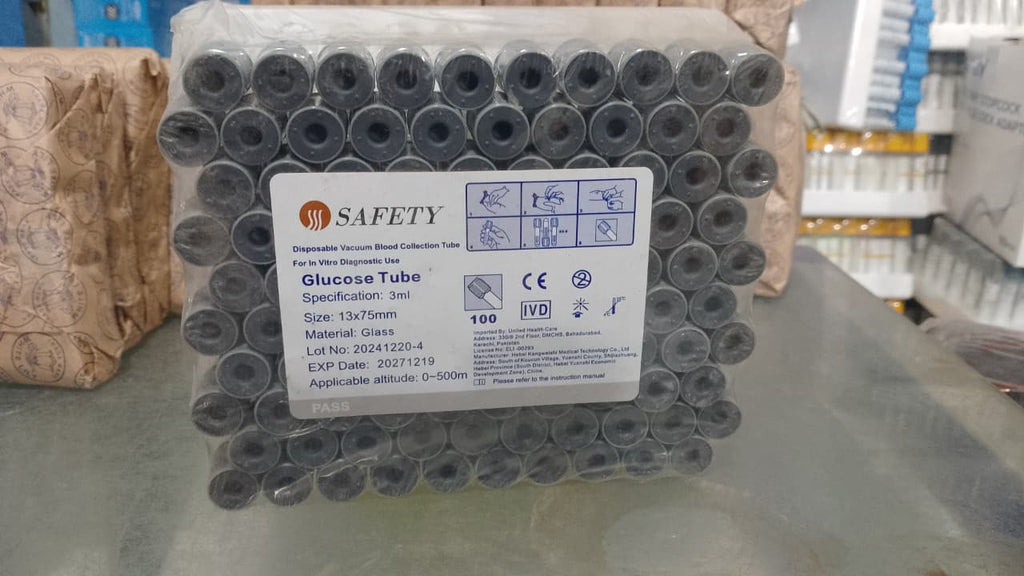 Safety Grey Blood Collection Tube �Glucose Test Tube 3ML, Secure Sample Collection for Laboratory Use