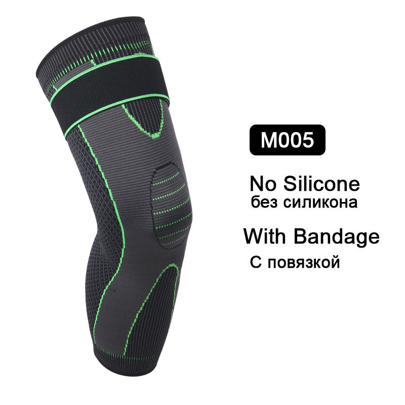 1 Pc Compression Knee Pads Support Sleeve Protector Elastic Kneepad Brace Spring Support Volleyball Running Silicone Long Full Legs Sleeve Arthritis Running Gym Sport (high quality )
