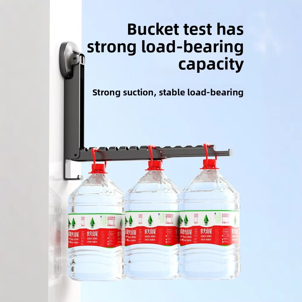 Folding Wall Mounted Clothes Drying Rack With Suction Cup Retractable Portable Space Saving Laundry Organizer - Size 13.5Inch (Random Colour)