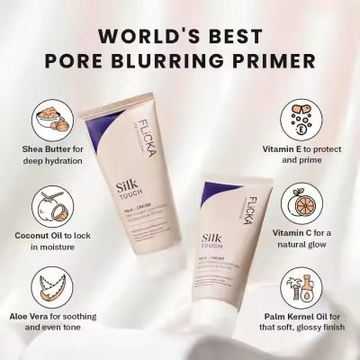 FLiCKA Silk Touch 3-in-1 Moisturizer & Primer | Hydrating, Lightweight, Long-Lasting | Pore Minimizer |