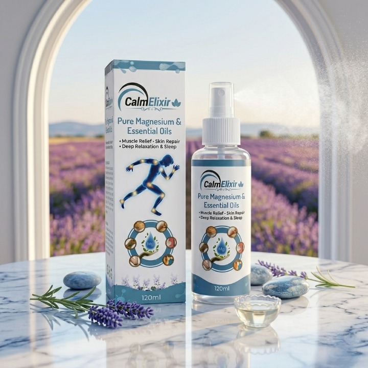 CalmElixir Magnesium Spray With Essential Oils For Muscle Relief Skin Repair Relaxation 120ml