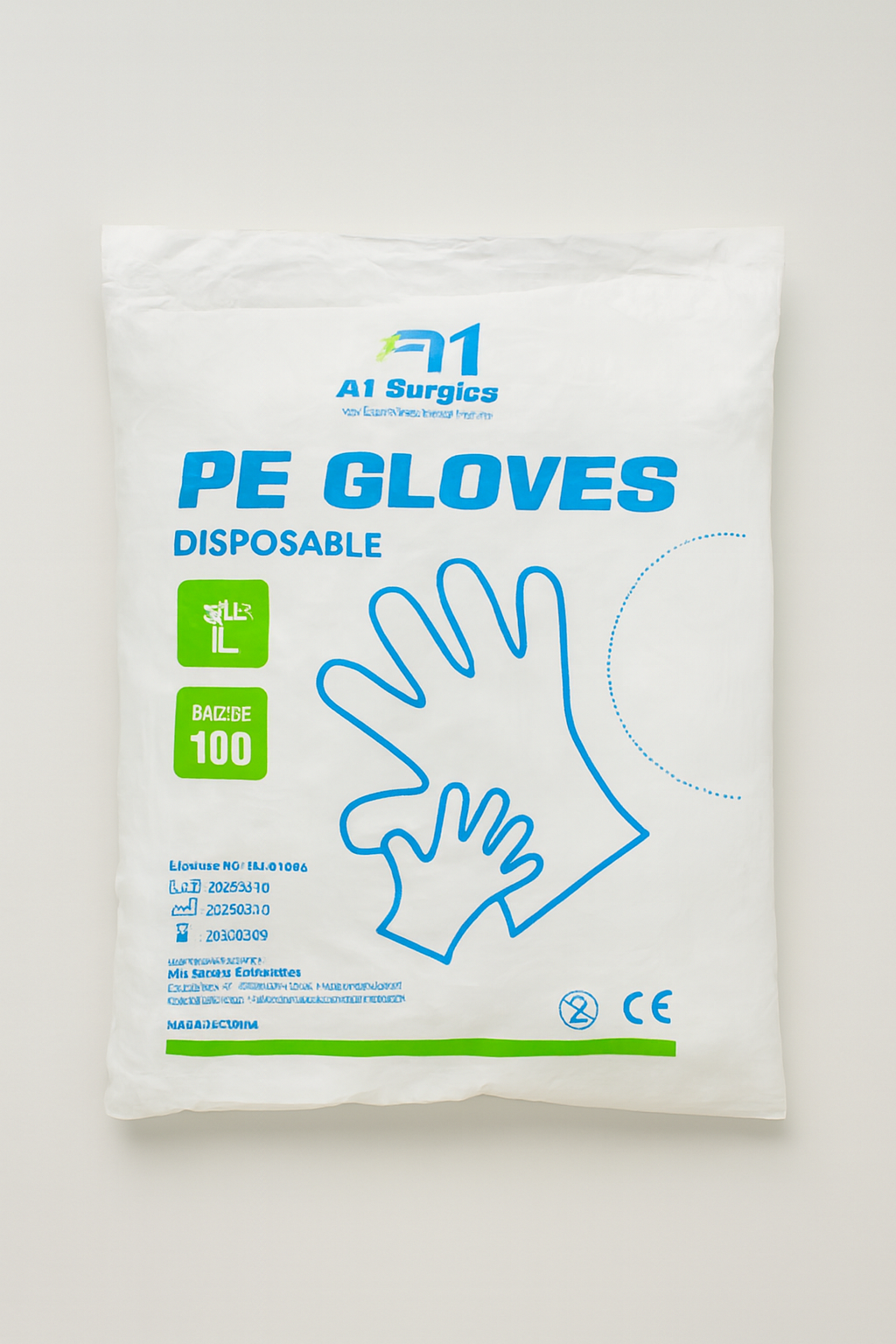 A1 Plastic Disposable Gloves Size Standard Large – photo 1