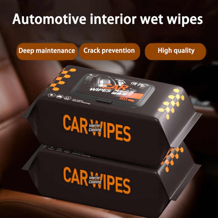 Premium 80Pcs Car Interior Wipes �Quick Shine, Dust Removal & Streak-Free