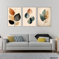 Set of 3 Botanical Wall Art Frames �8x11" MDF Wood with Adhesive Backing