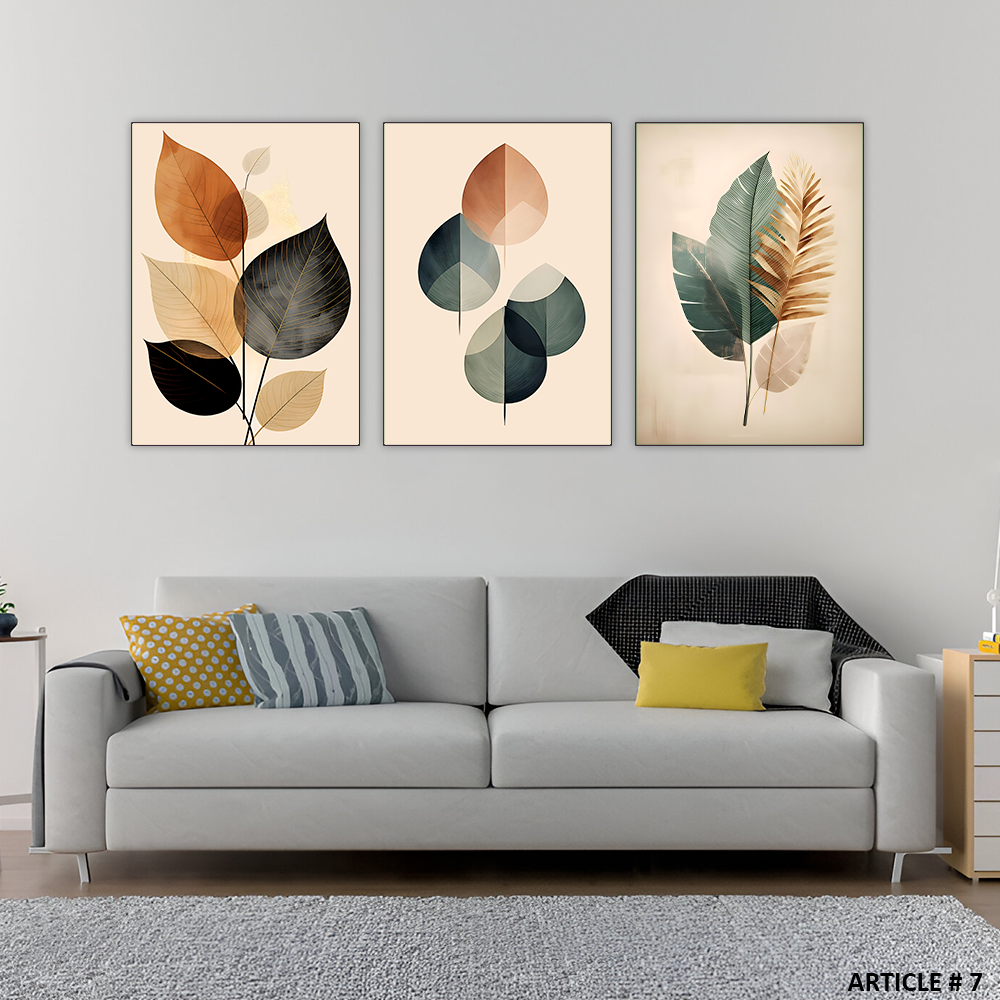Set of 3 Botanical Wall Art Frames �8x11" MDF Wood with Adhesive Backing