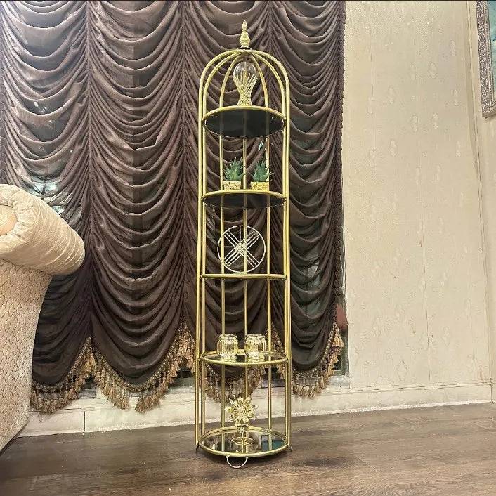 Decorative Piece 5 layers Golden Metalic Decorative Luxry Cage For house corner decoration