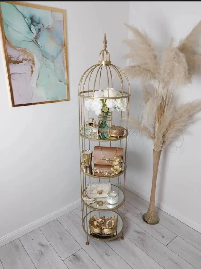 Decorative Piece 5 layers Golden Metalic Decorative Luxry Cage For house corner decoration