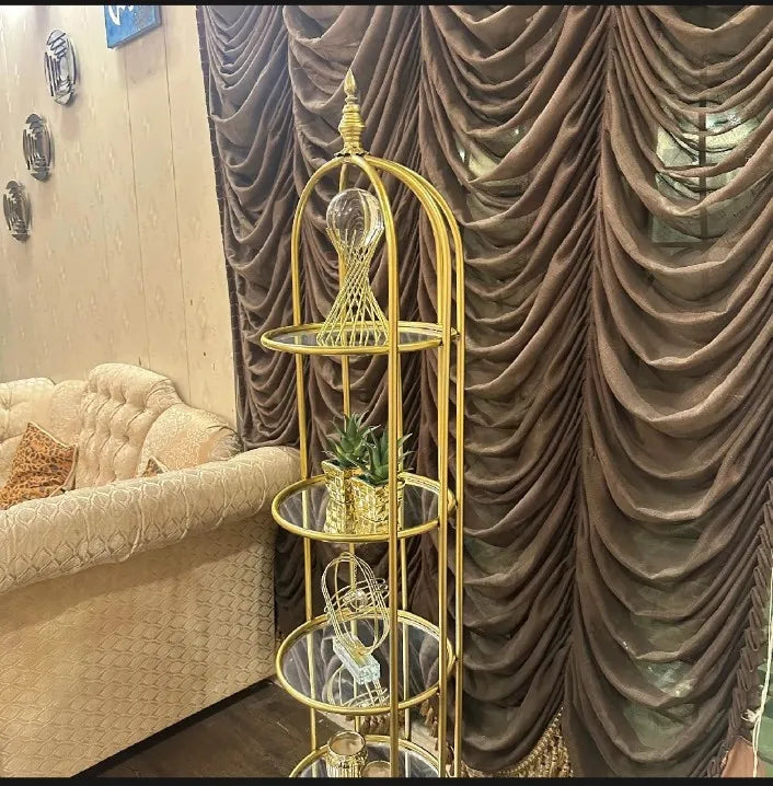 Decorative Piece 5 layers Golden Metalic Decorative Luxry Cage For house corner decoration