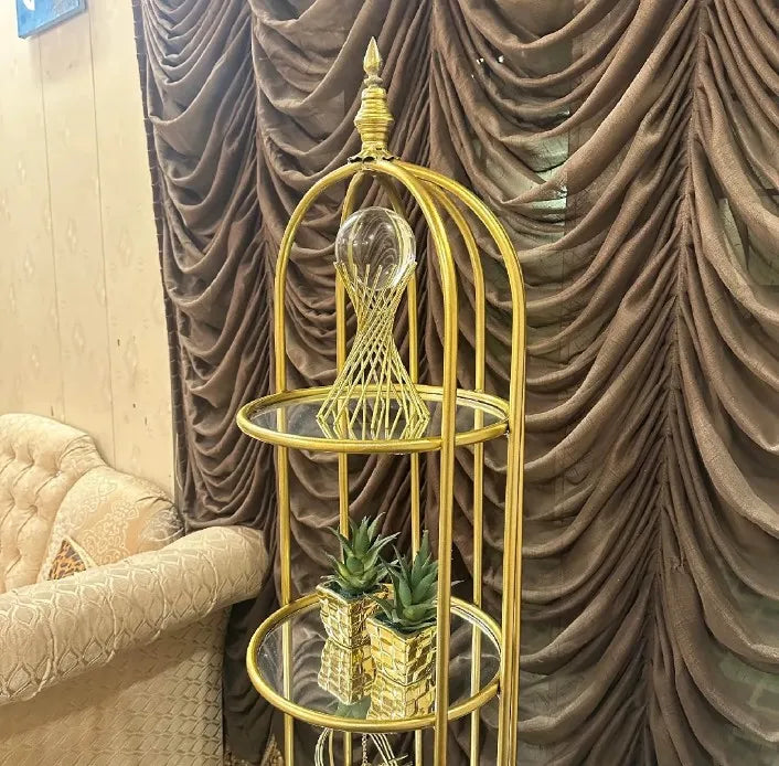 Decorative Piece 5 layers Golden Metalic Decorative Luxry Cage For house corner decoration