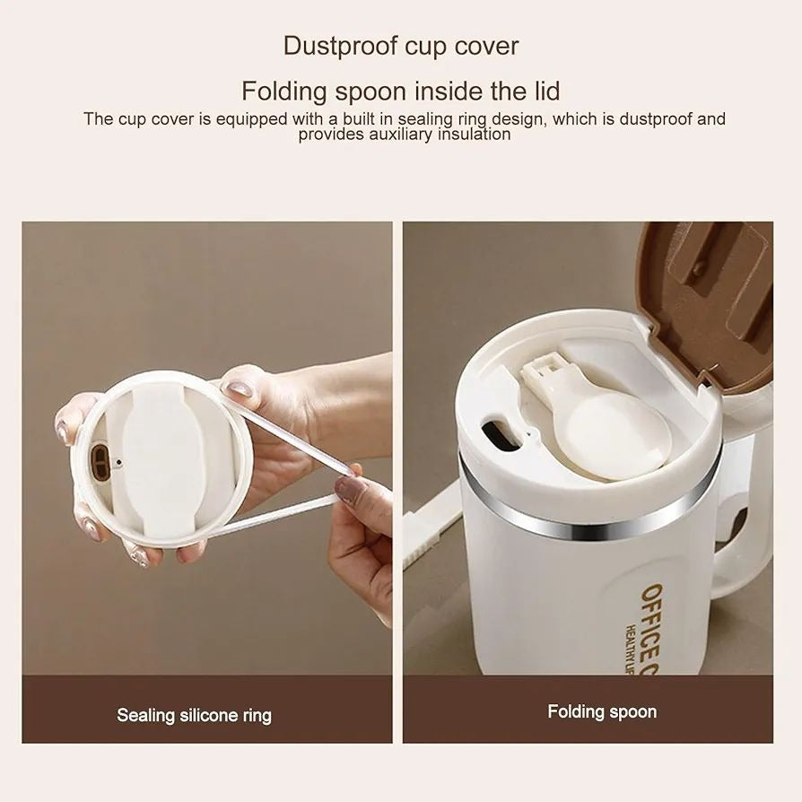 Stainless Steel Coffee Mug | Insulated | Anti-Slip Bottom | With Spoon | Office & Home Use