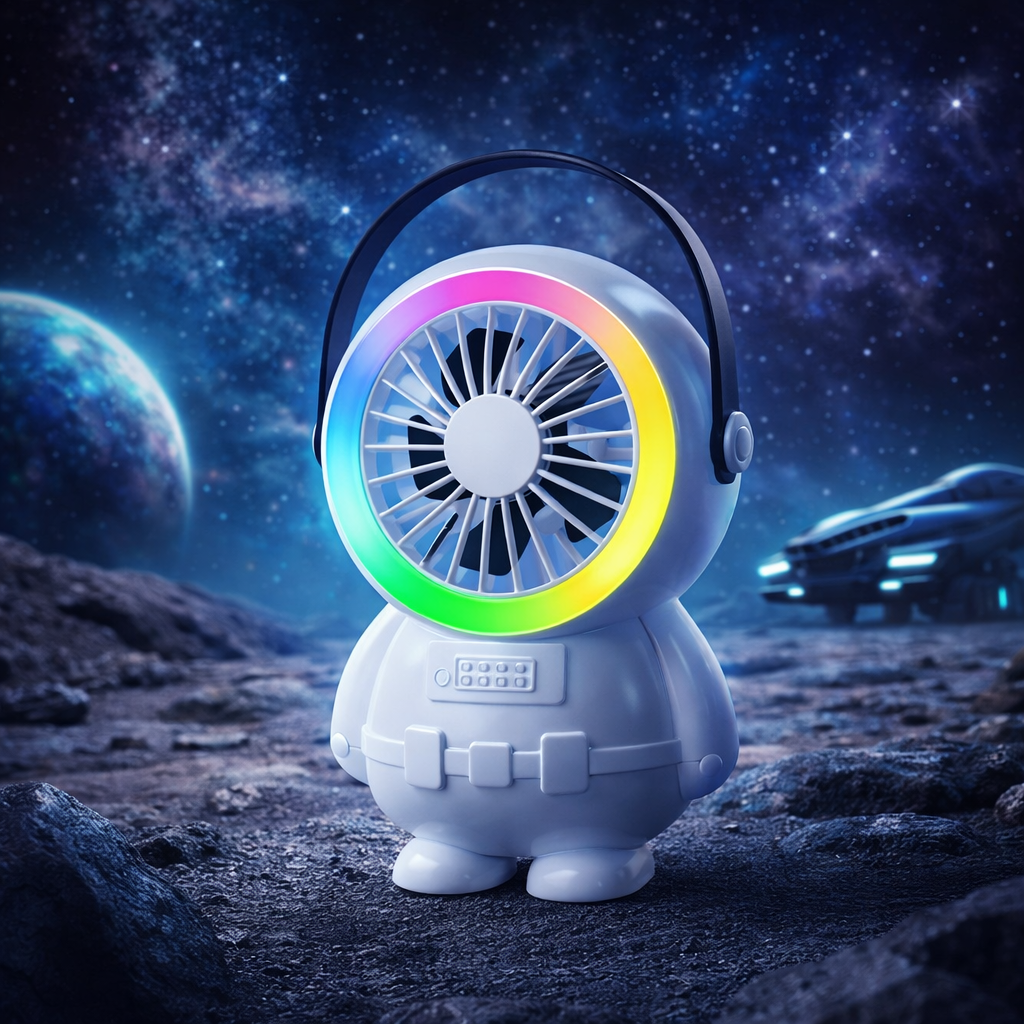 Astro Series Astronaut Mini Desktop Fan �Portable USB Rechargeable Fan with RGB Night Light