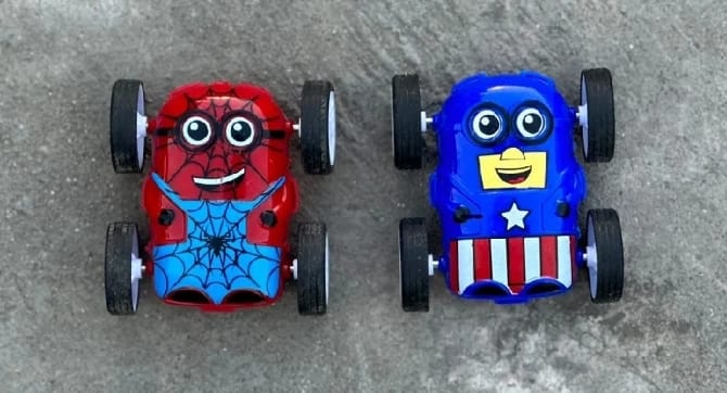 360? Stunt Car Toy - Double-Sided Flip Action, Friction Powered, Cartoon-Themed Racer - Durable & Safe Kids Toy Car - Indoor & Outdoor Fun (Random Colour)