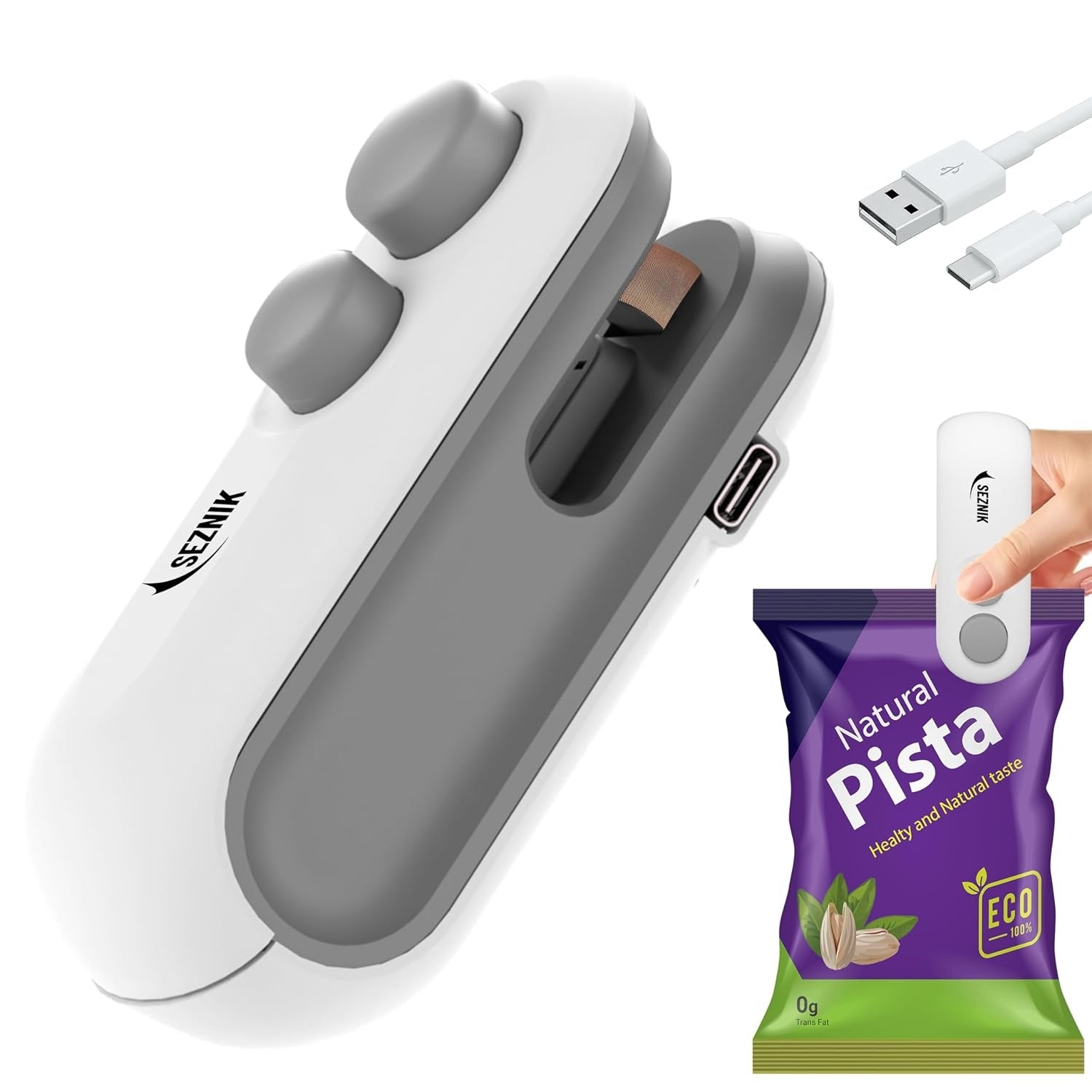 1 Pc Mini Heat Sealing Machine 2-In-1 Cutter & Sealer With USB Cable �Compact USB Rechargeable Food Bag Sealer For Snacks And Storage (Random Color)